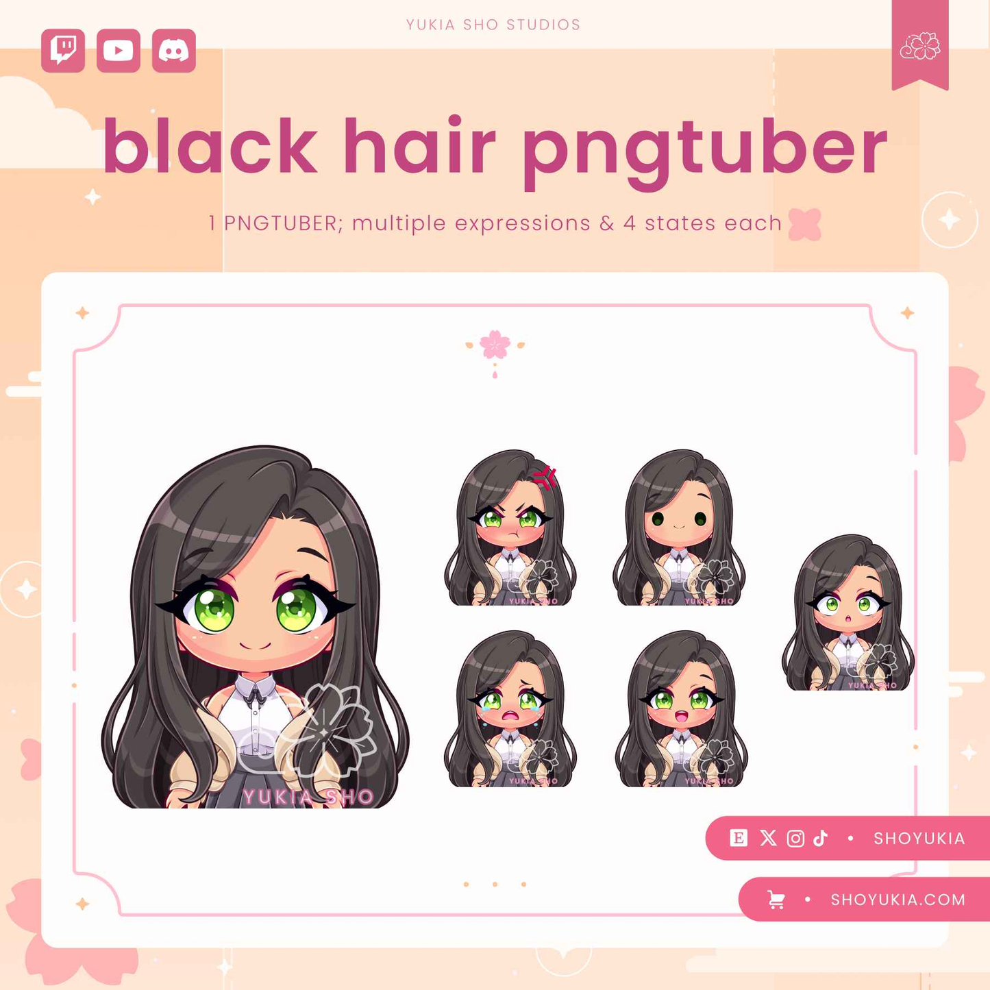 Long Black Hair Chibi PNGTuber