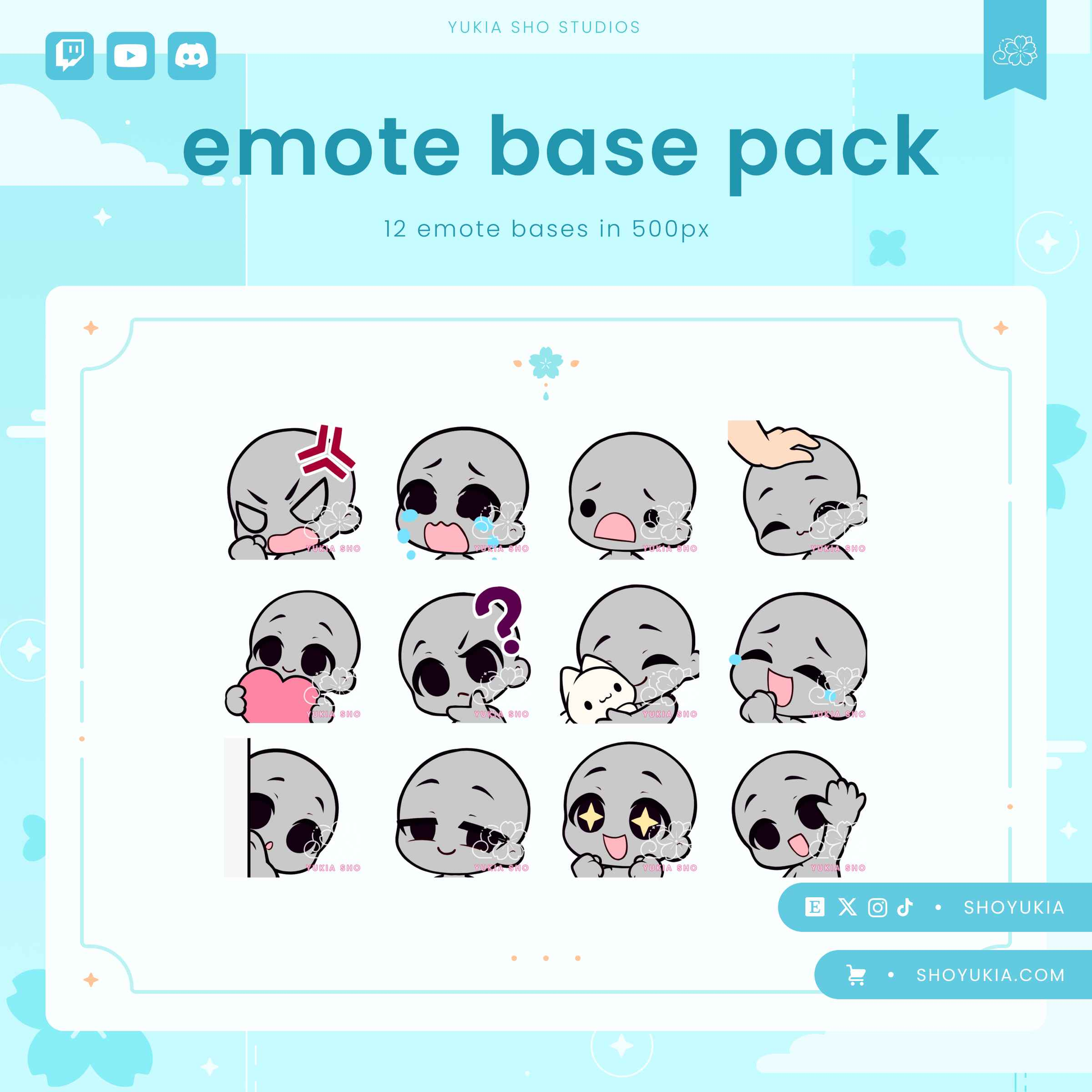Premade Twitch, YouTube & Discord DIY Emote Bases HighQuality
