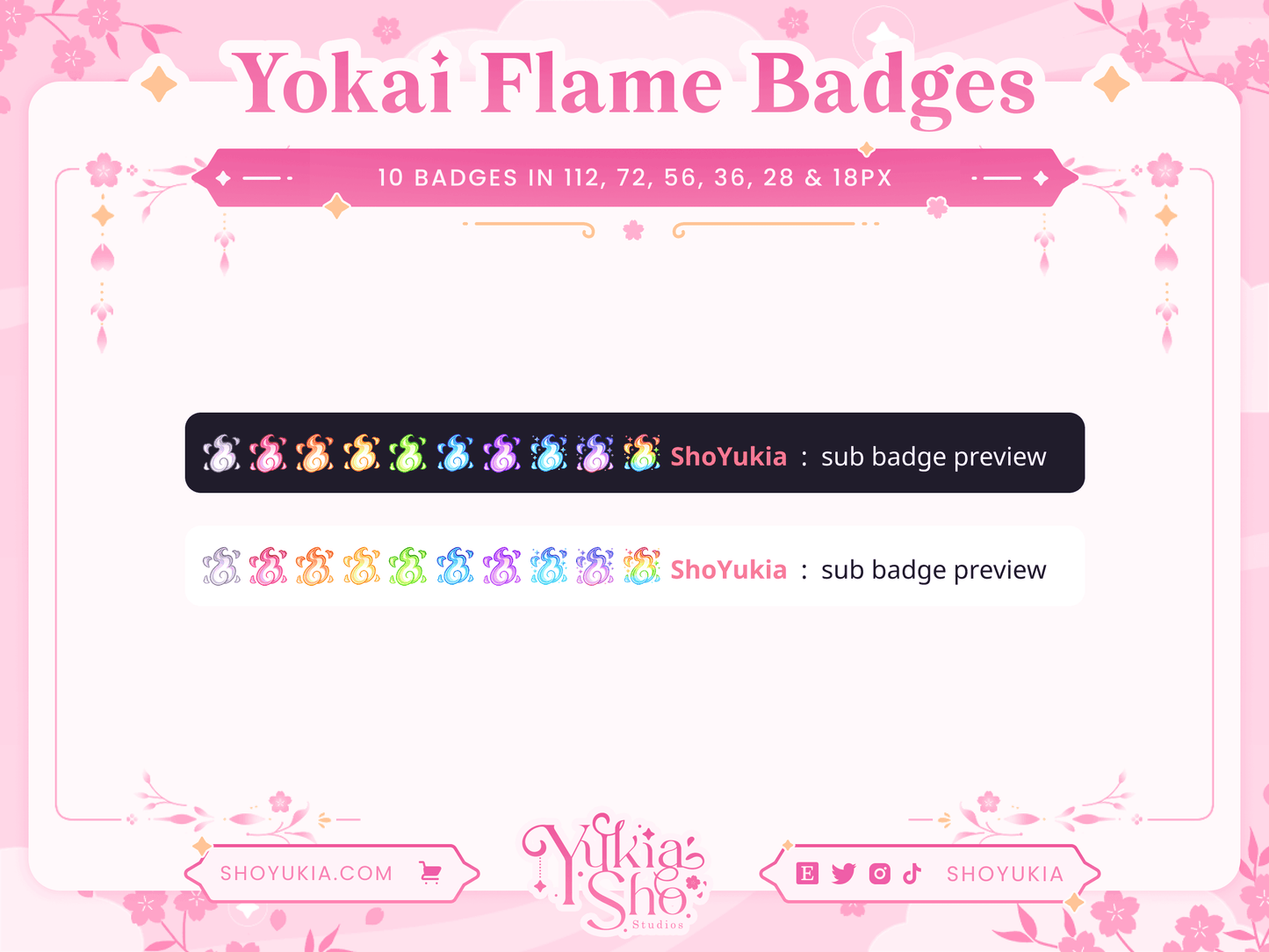 Insignias Yokai Flame Sub para Twitch/YouTube/Discord