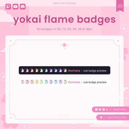 Badges Yokai Flame Sub pour Twitch/YouTube/Discord