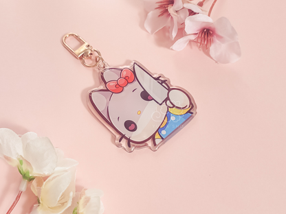 Kawaii Kitty Sip 2.5" Acrylic Keychain Charm