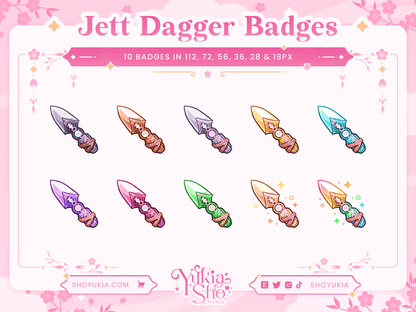 Insignias de Valorant Jett Dagger para Twitch/YouTube/Discord