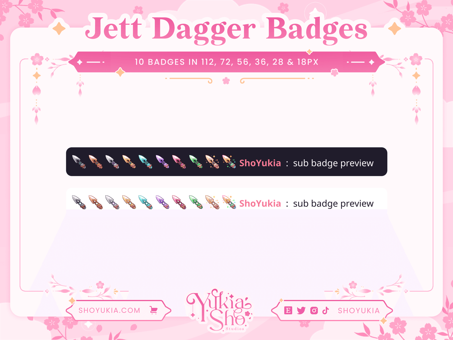 Insignias de Valorant Jett Dagger para Twitch/YouTube/Discord