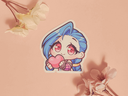 League of Legends Jinx Heart 3" Vinyl Sticker