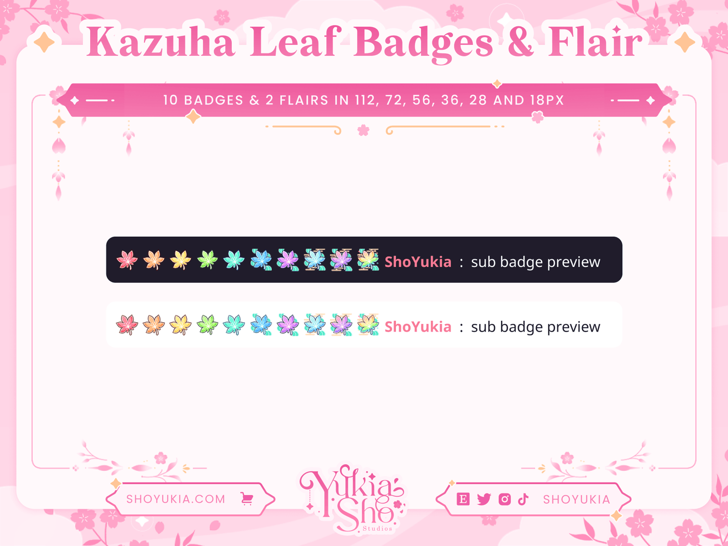 Genshin Impact Kazuha Leaf Sub Badges & Flair para Twitch/ YouTube