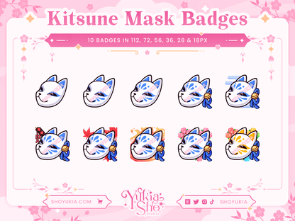 Badges d'abonnement au masque Kitsune pour Twitch/YouTube/Discord