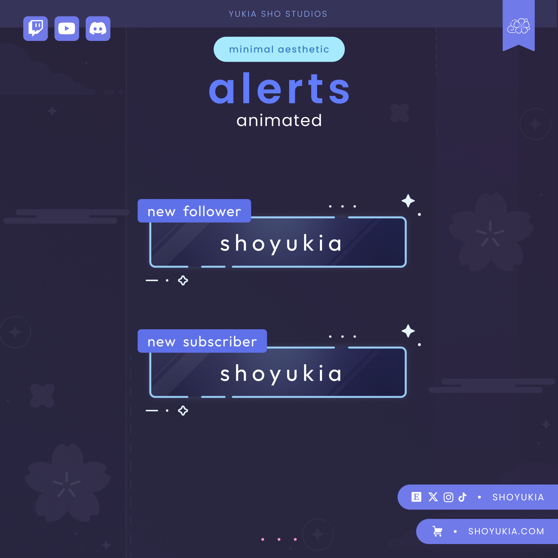 Minimal Aesthetic Stream Alerts (Blue)