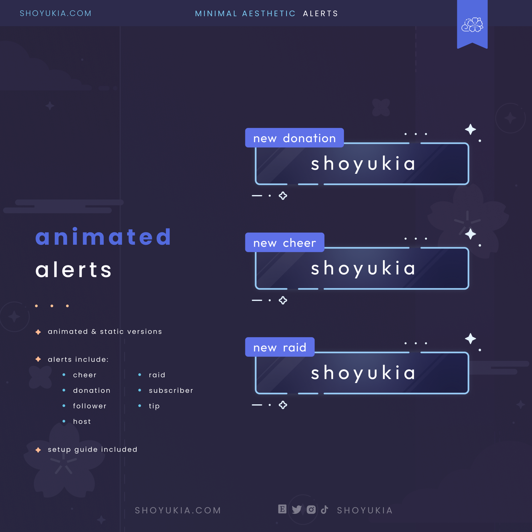 Minimal Aesthetic Stream Alerts (Blue)