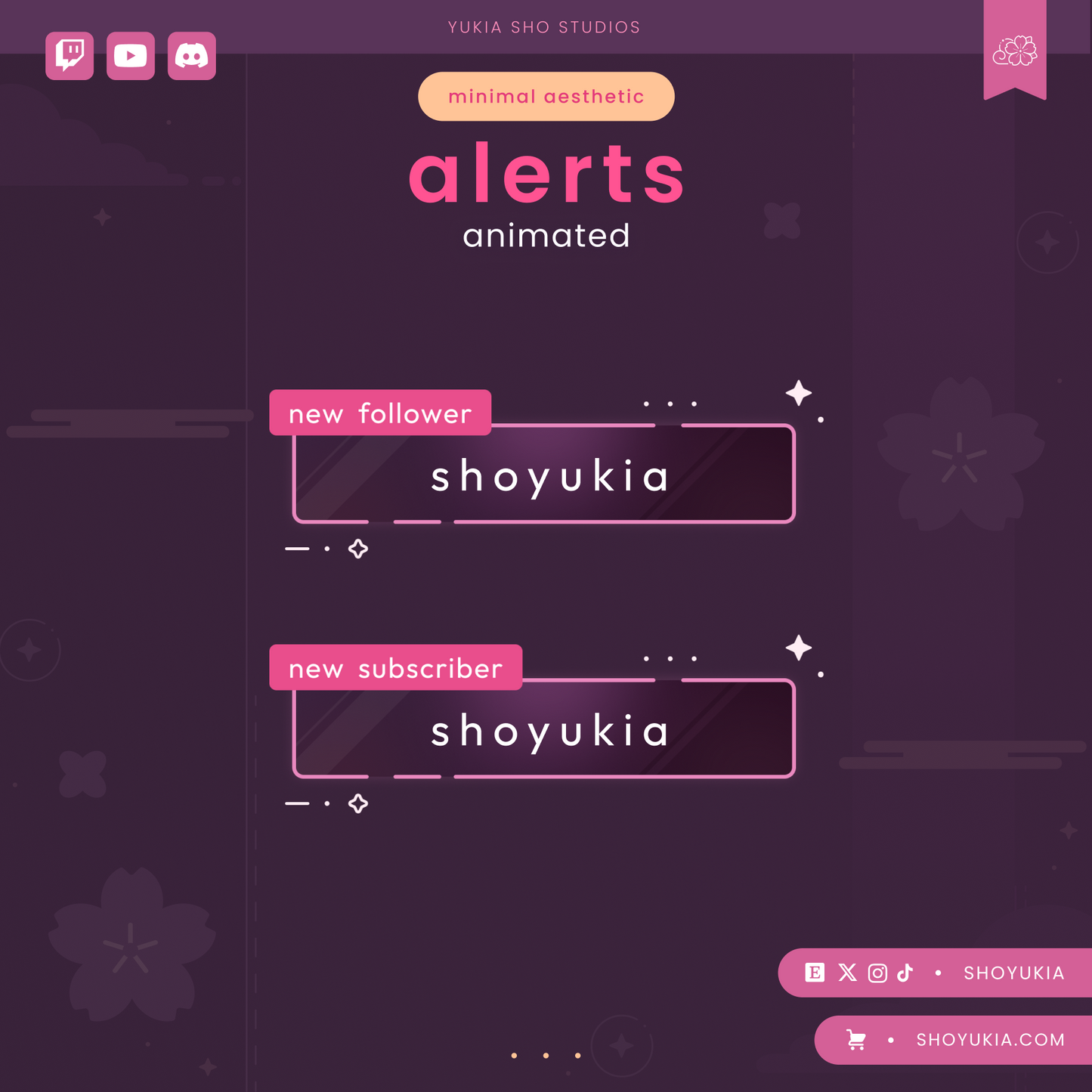 Minimal Aesthetic Stream Alerts (Pink)