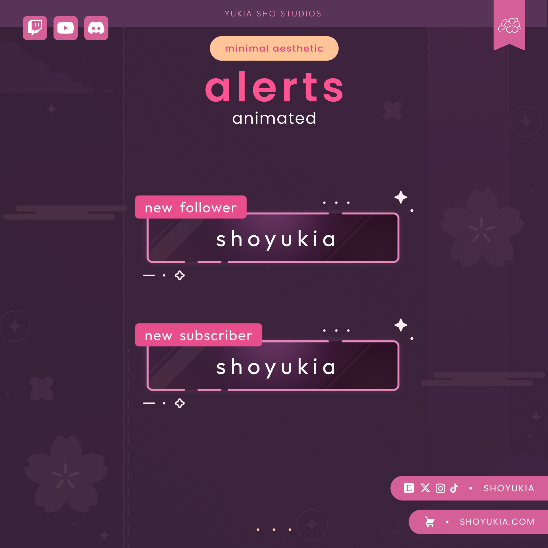 Minimal Aesthetic Stream Alerts (Pink)