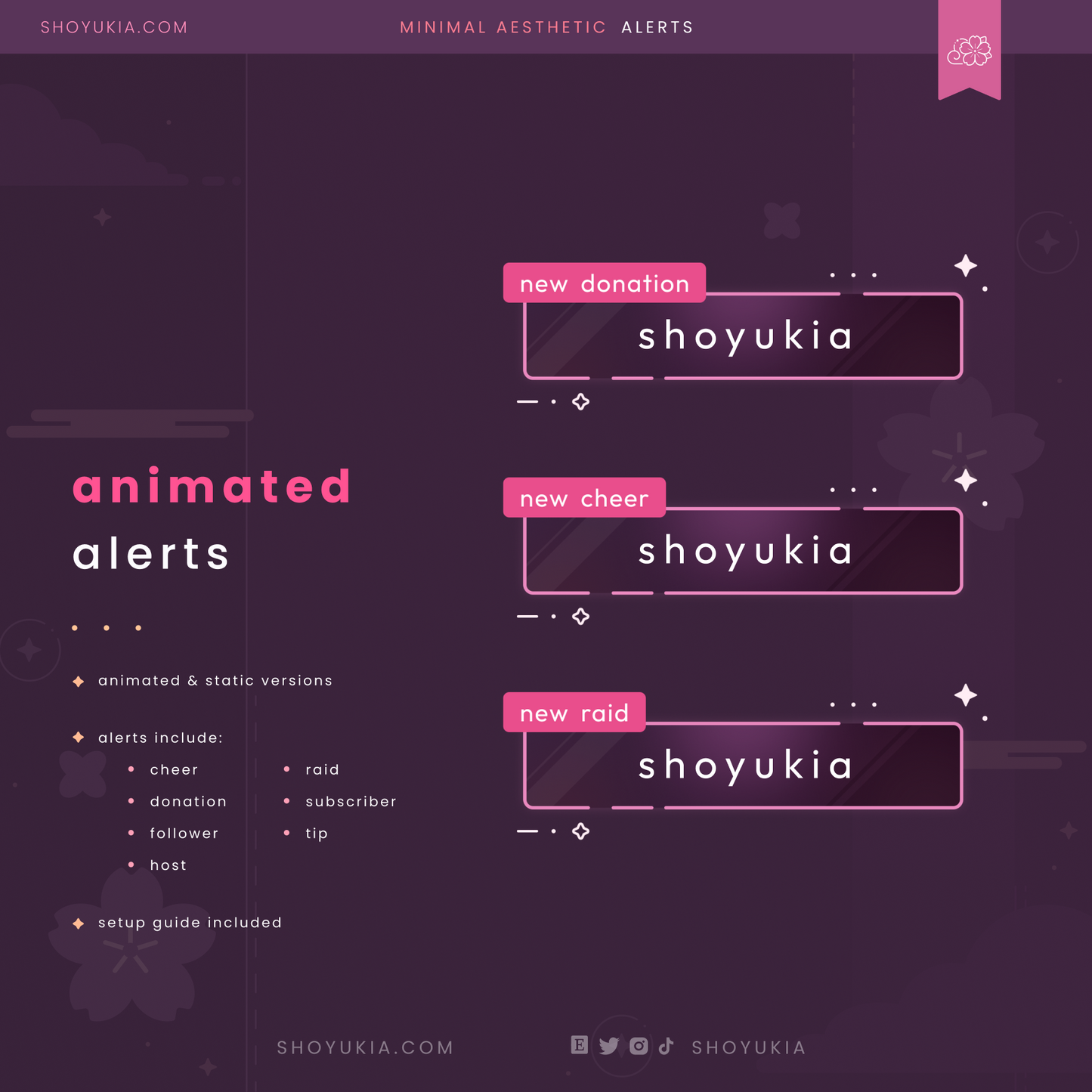 Minimal Aesthetic Stream Alerts (Pink)