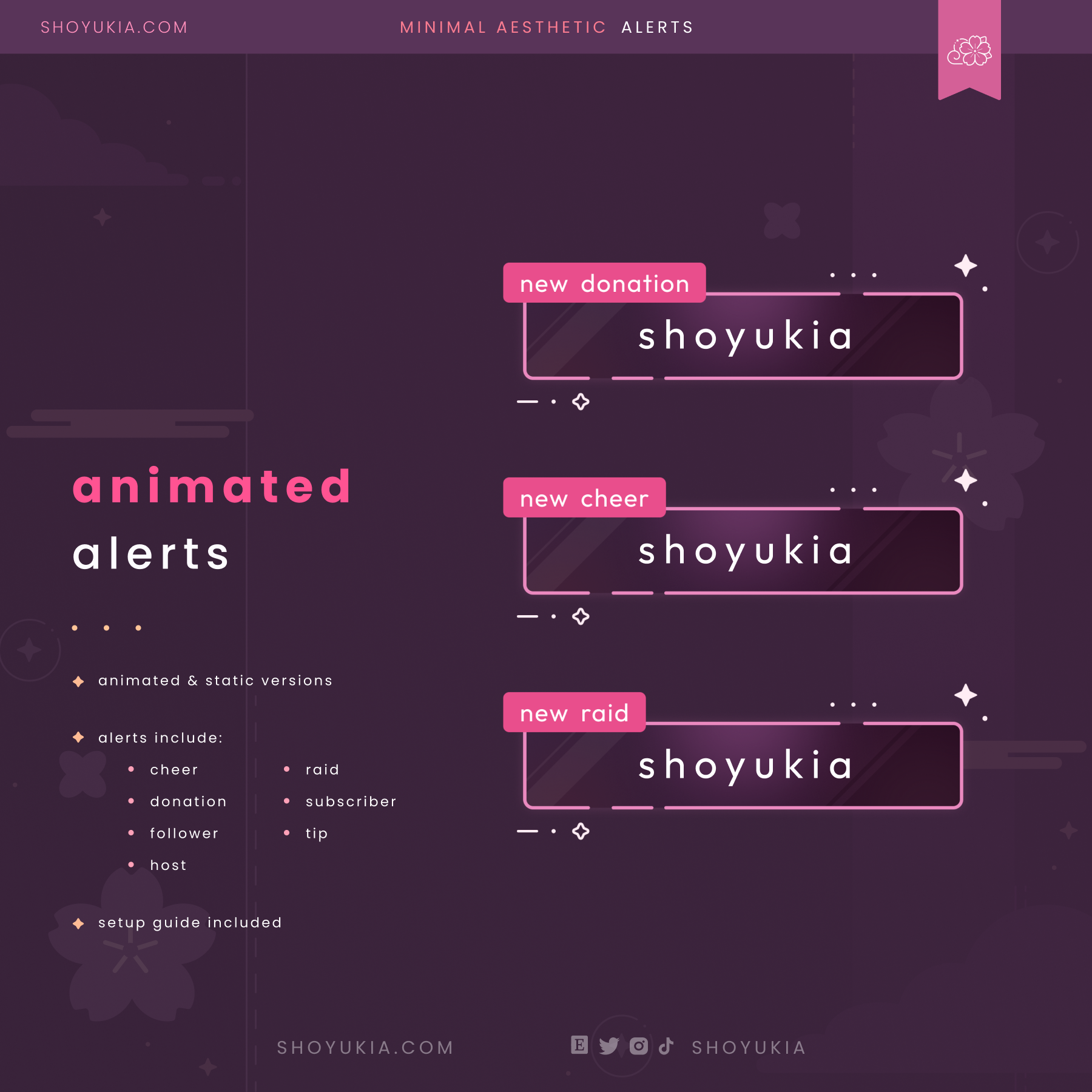 Minimal Aesthetic Stream Alerts (Pink)