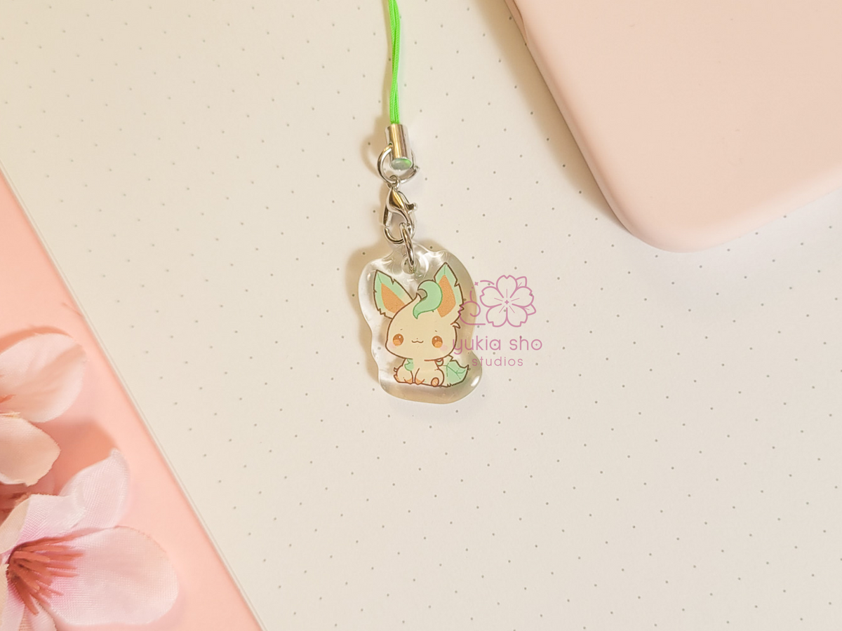 pkmn leafie phone charm