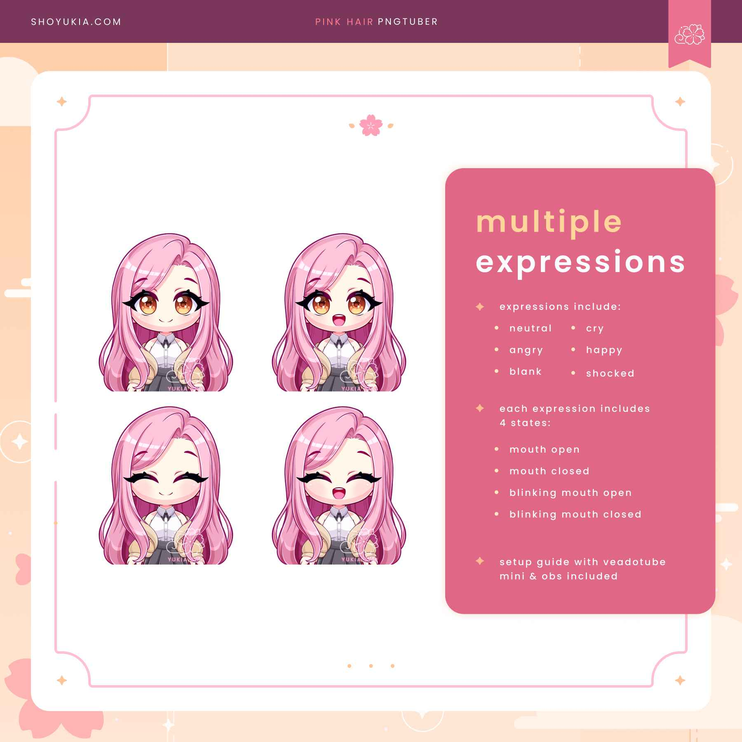 Long Pink Hair Chibi PNGTuber