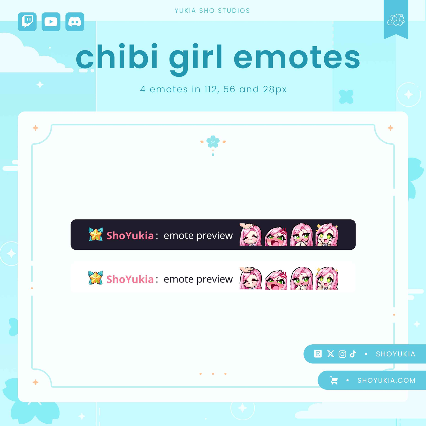 Pink Hair Chibi Emotes (Set 2)
