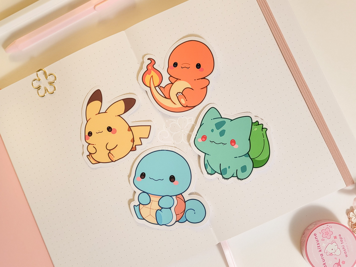 PKMN gen 1 starters Vinyl Stickers