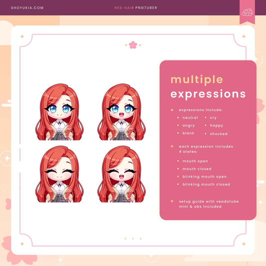 Long Red Hair Chibi PNGTuber