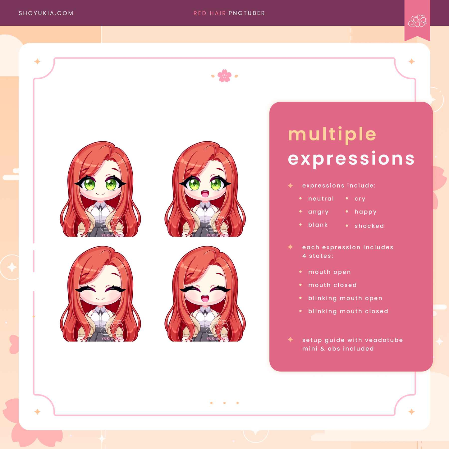 Long Red Hair Chibi PNGTuber