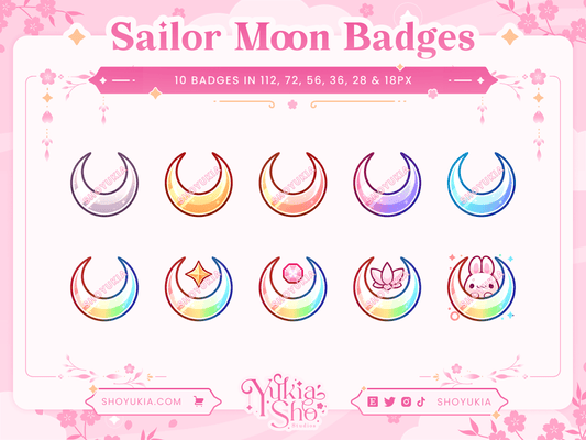 Insignias secundarias de Sailor Moon para Twitch/YouTube/Discord