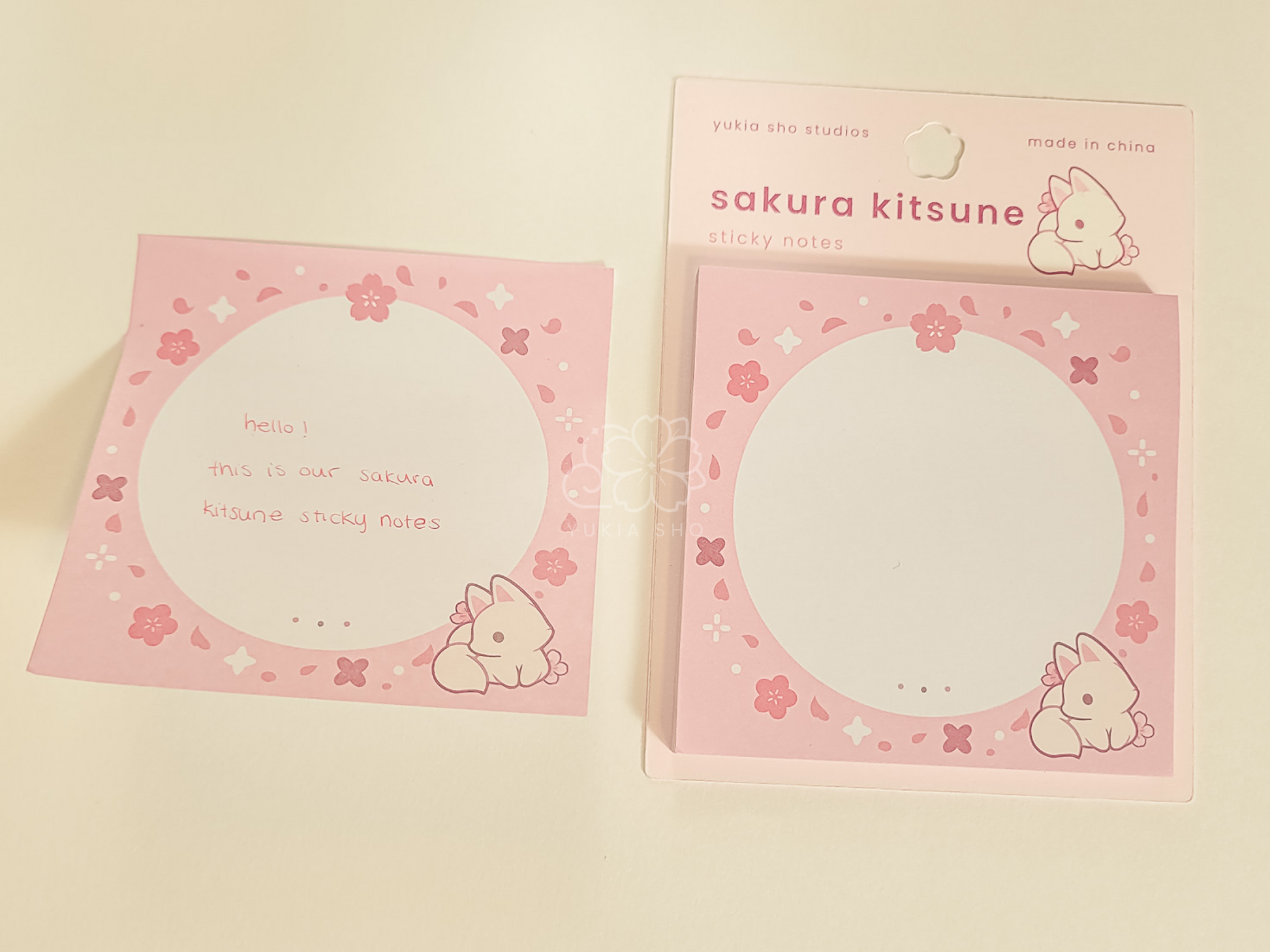 sakura kitsune sticky notes