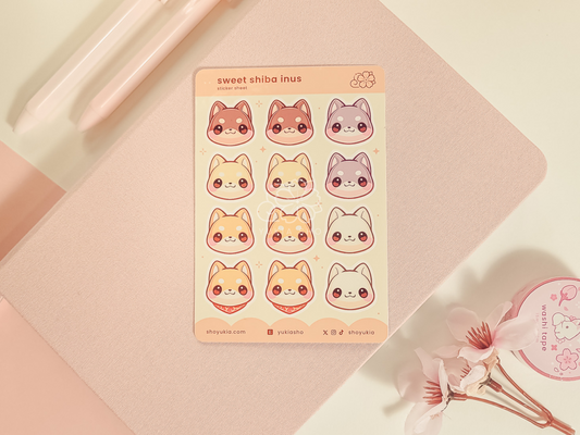 Sweet Shiba Inus Mini Sticker Sheet