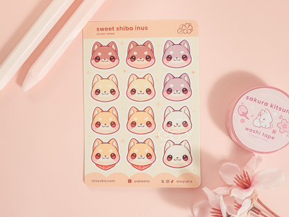 Sweet Shiba Inus Mini Sticker Sheet