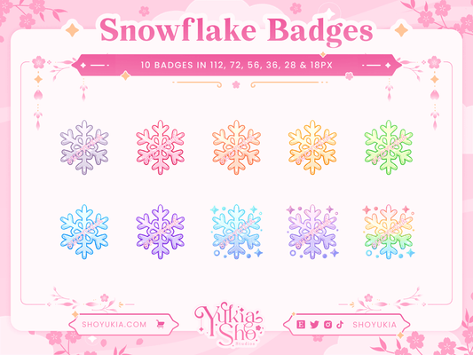 Insignias secundarias de copos de nieve para Twitch/YouTube/Discord