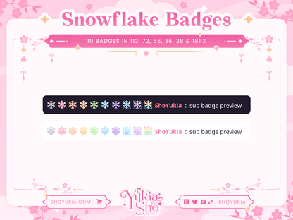 Insignias secundarias de copos de nieve para Twitch/YouTube/Discord