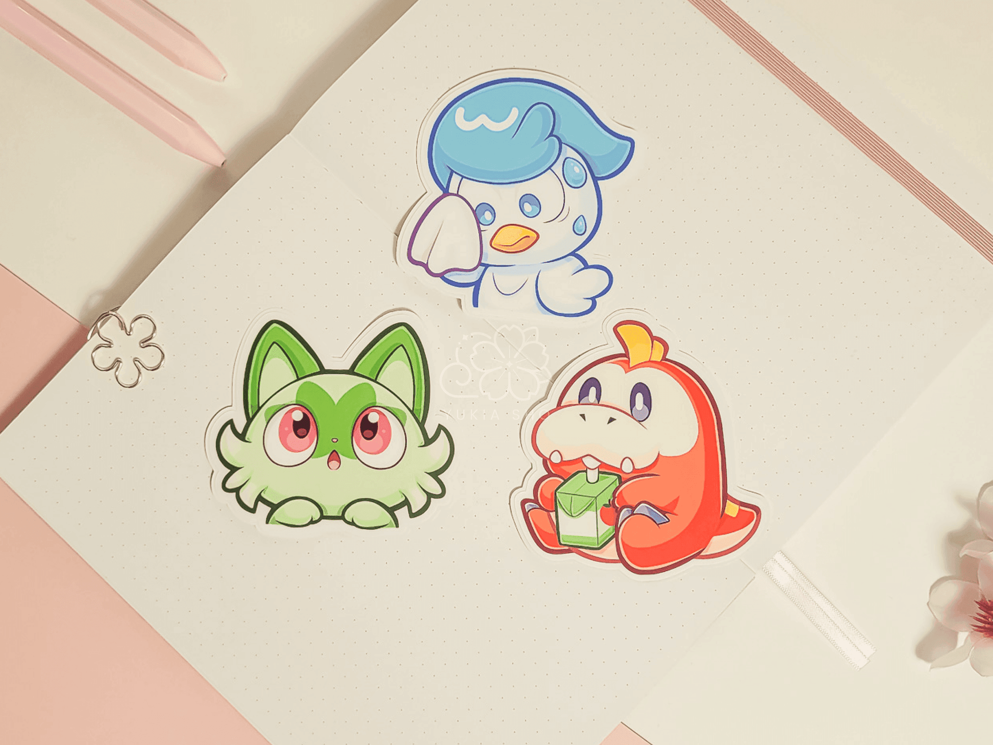 PKMN Gen 9 Starter 3" Vinyl Stickers - Yukia Sho Studios Ltd.