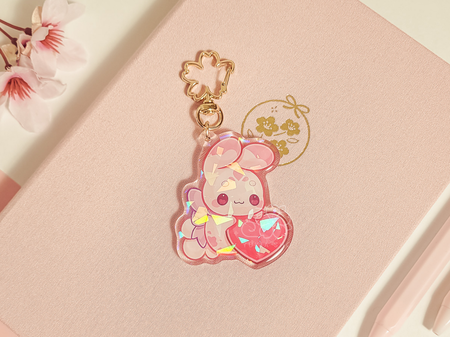 Suzumi Bunny Heart 2.5" Acrylic Keychain Charm