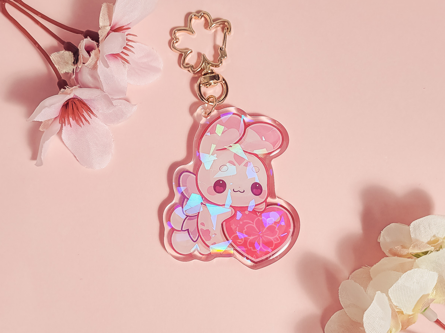 Suzumi Bunny Heart 2.5" Acrylic Keychain Charm