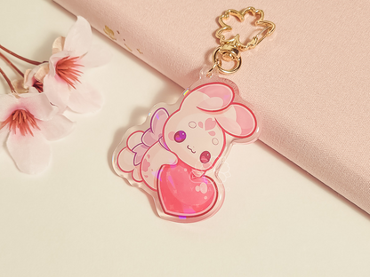 Suzumi Bunny Heart 2.5" Acrylic Keychain Charm