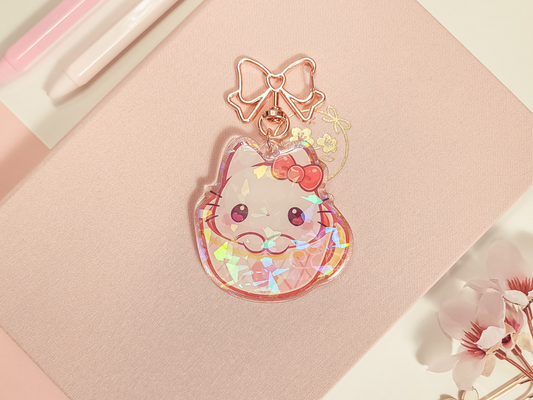 Kawaii Kitty Teacup 2.5" Acrylic Keychain Charm