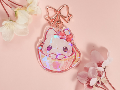 Kawaii Kitty Teacup 2.5" Acrylic Keychain Charm