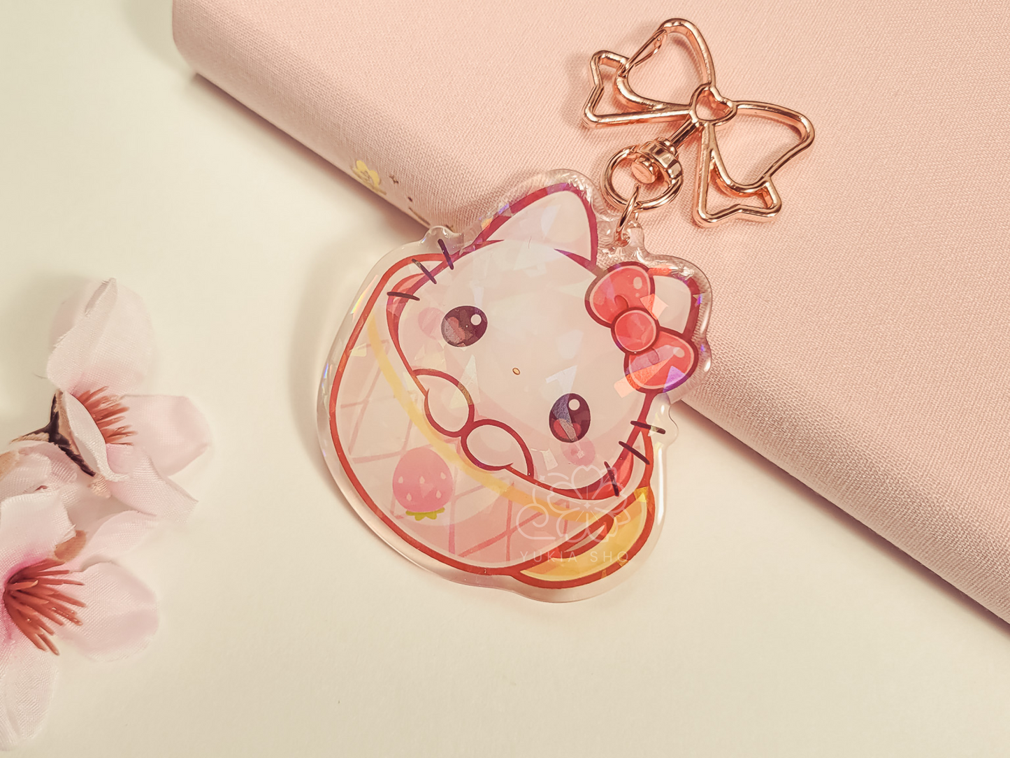 Kawaii Kitty Teacup 2.5" Acrylic Keychain Charm