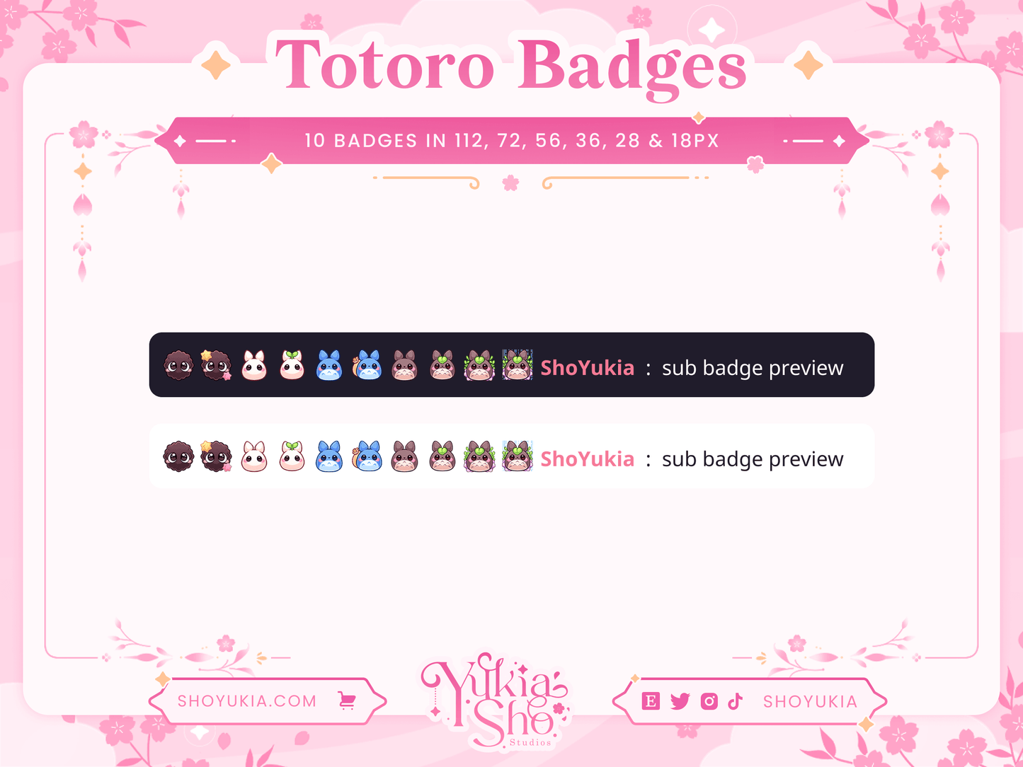 Insignias secundarias de Totoro para Twitch/YouTube/Discord