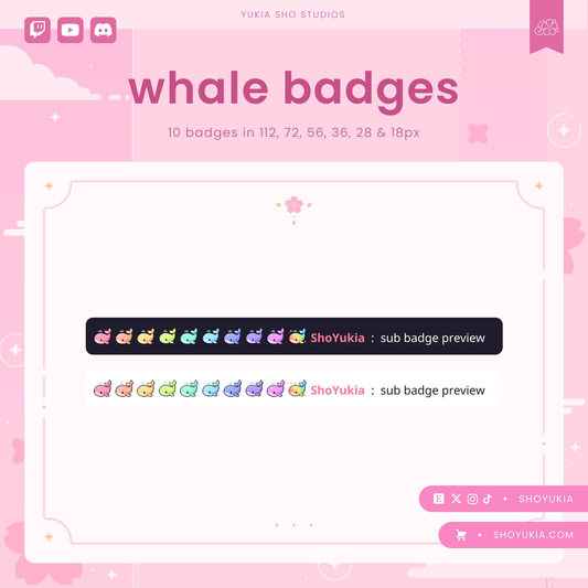 Kawaii Whale Sub Badges