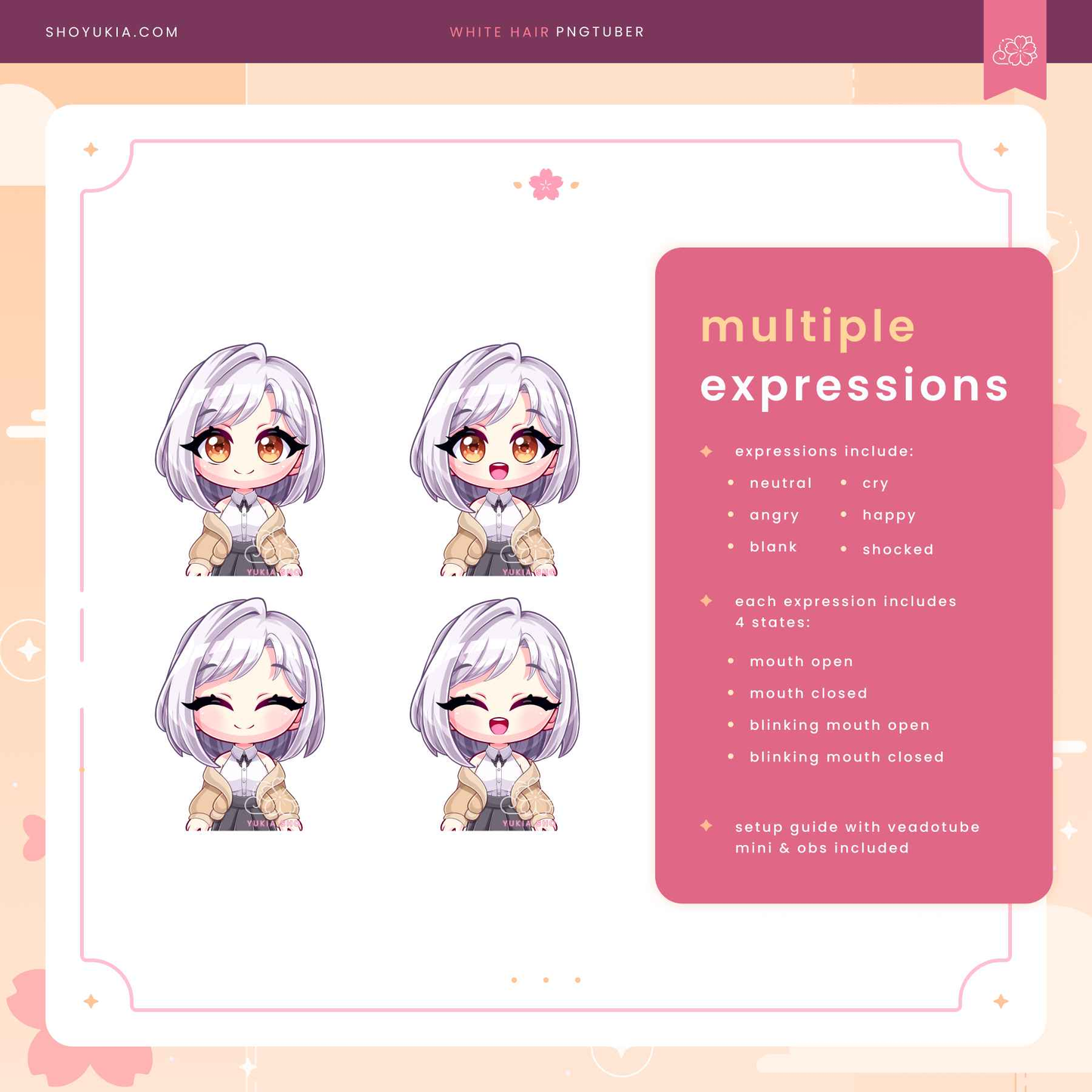 Short White Hair Chibi PNGTuber