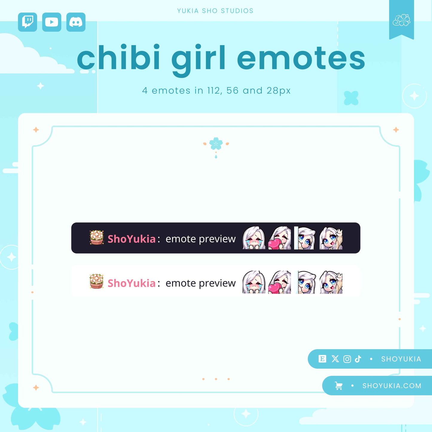White Hair Chibi Emotes (Set 1)