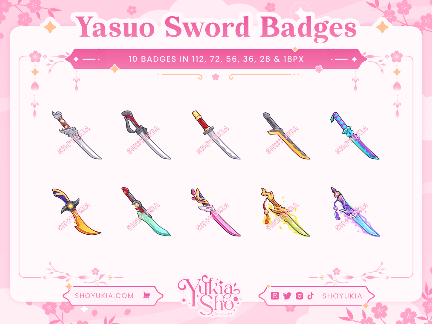 Insignias de League of Legends Yasuo Sword Para Twitch/YouTube/Discord