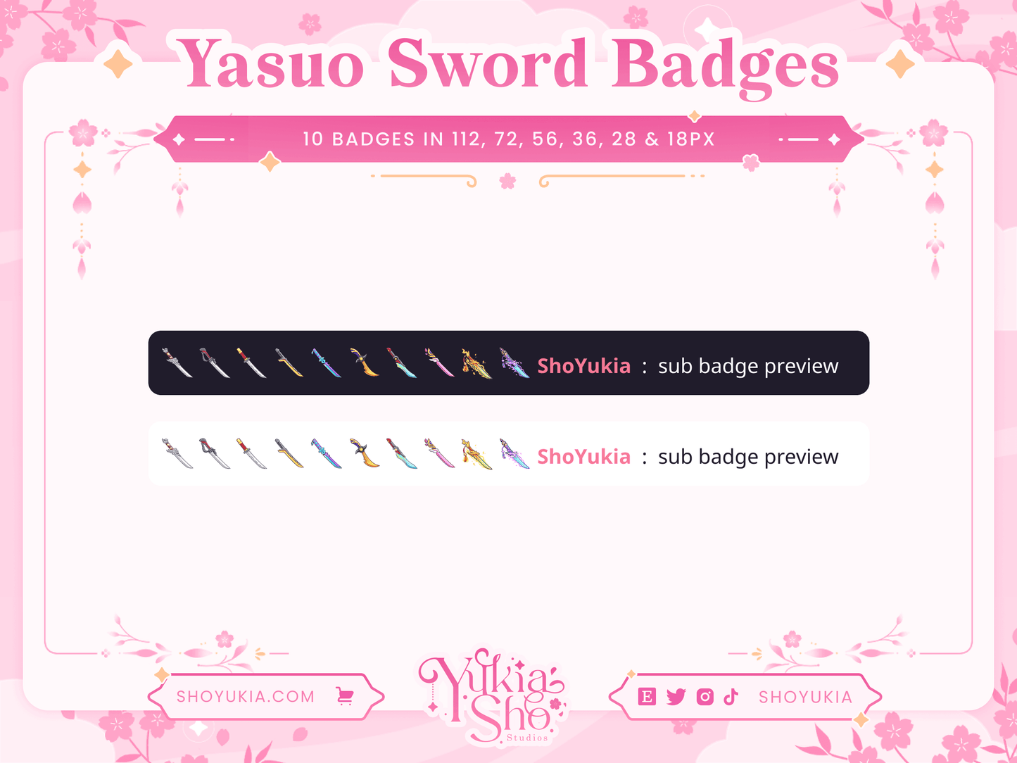 Insignias de League of Legends Yasuo Sword Para Twitch/YouTube/Discord