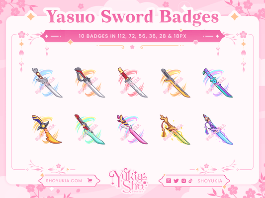 League of Legends Yasuo Sword Sub Badges pour Twitch/YouTube/Discord