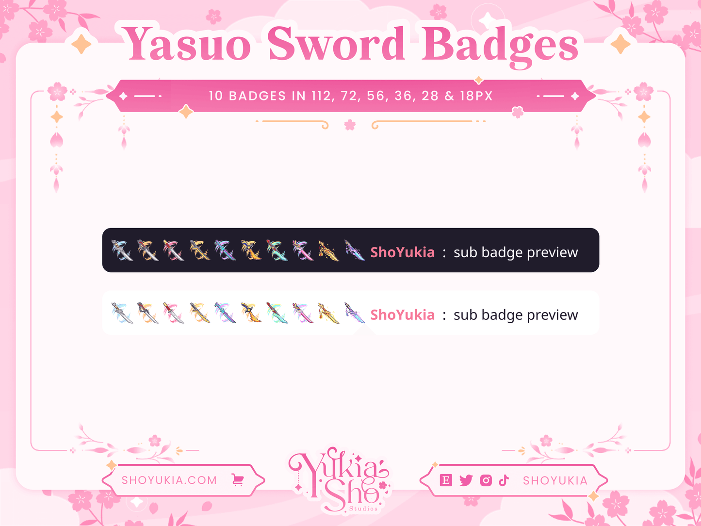 Insignias de League of Legends Yasuo Sword Para Twitch/YouTube/Discord