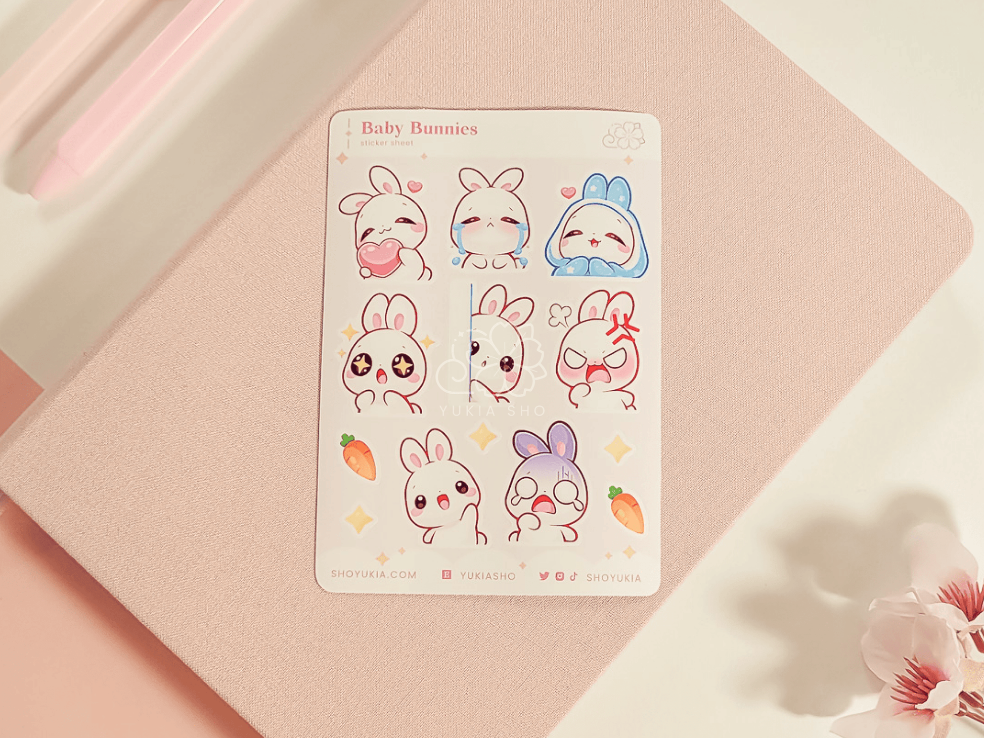 Baby Bunnies Mini Sticker Sheet - Yukia Sho Studios Ltd.