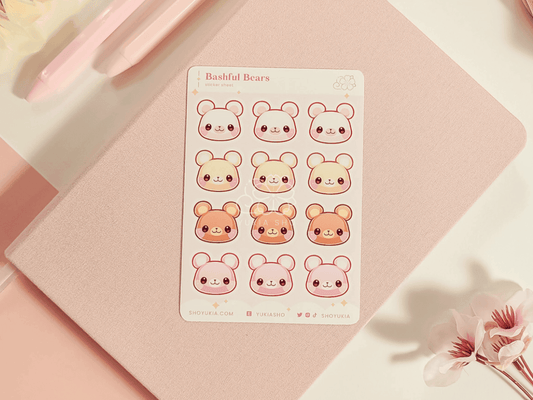 Bashful Bears Mini Sticker Sheet - Yukia Sho Studios Ltd.