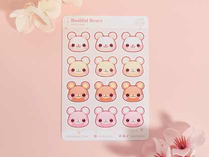 Bashful Bears Mini Sticker Sheet - Yukia Sho Studios