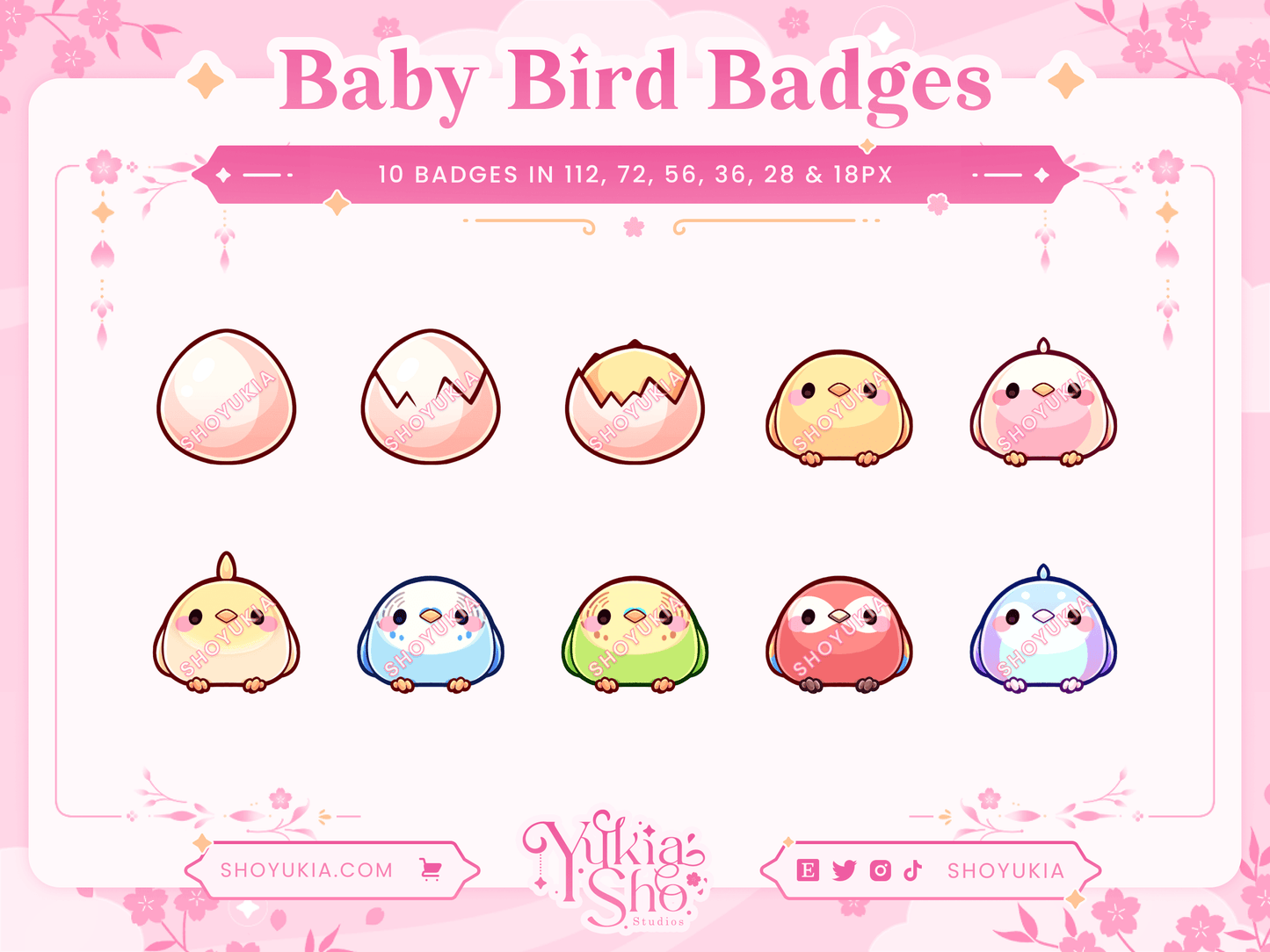 Kawaii Baby Bird Sub Badges