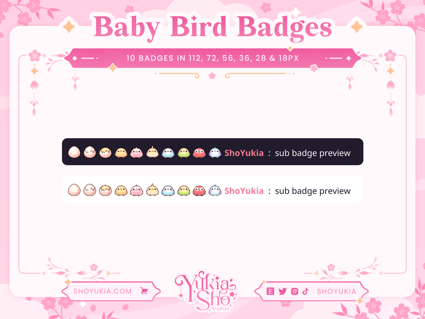 Kawaii Baby Bird Sub Badges