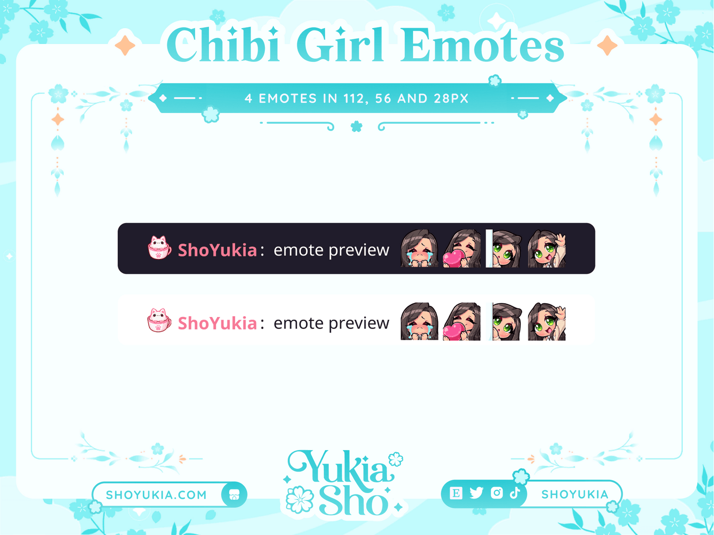 Black Hair Chibi Emotes (Set 1) - Yukia Sho Studios