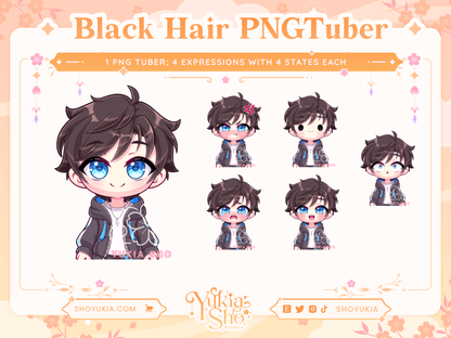 Black Hair Male Chibi PNGTuber - Yukia Sho Studios